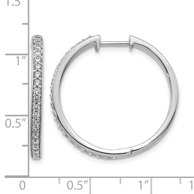 10K White Gold Diamond Hinged Hoop Earrings