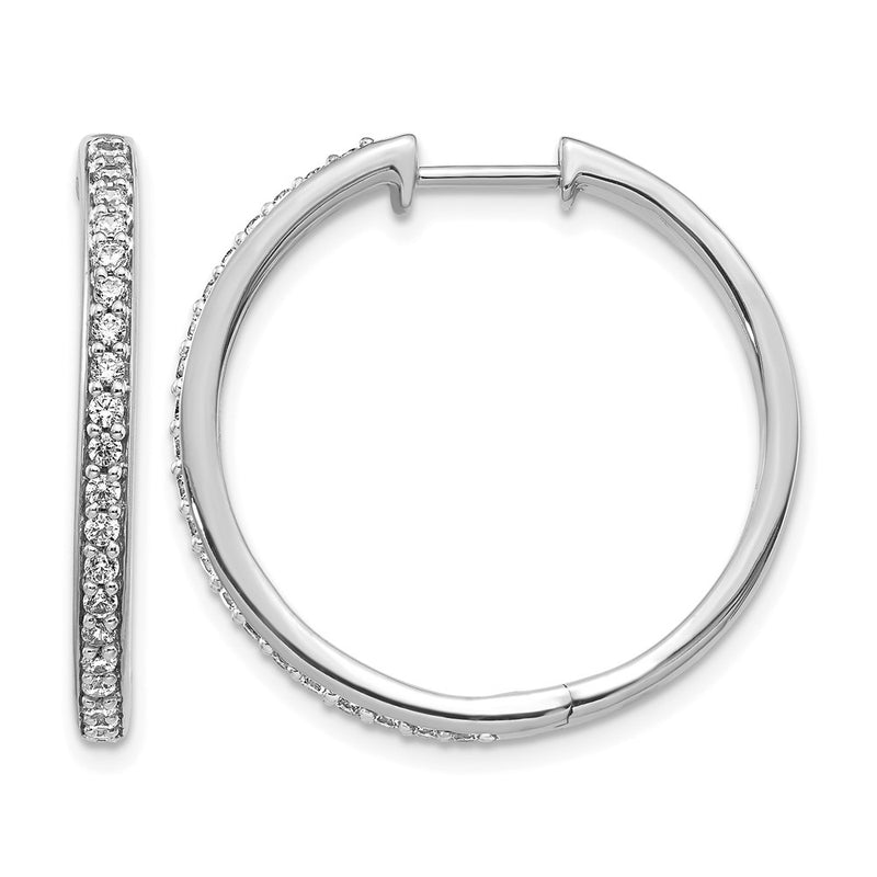 10K White Gold Diamond Hinged Hoop Earrings