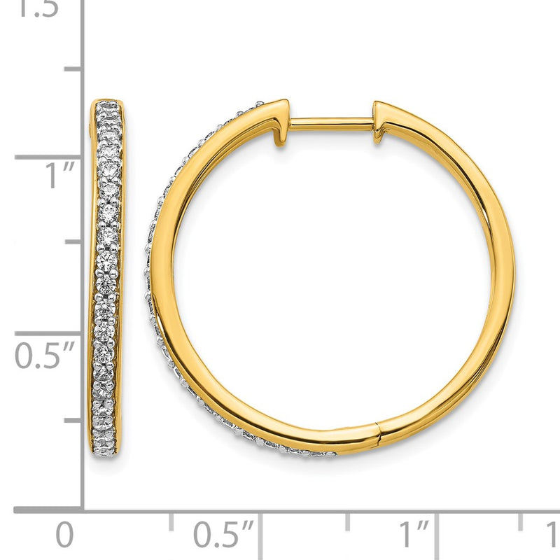 10K Yellow Gold Diamond Hinged Hoop Earrings