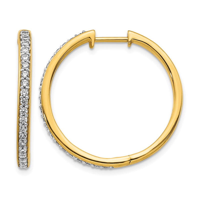 10K Yellow Gold Diamond Hinged Hoop Earrings