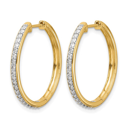 14k Yellow Gold Real Diamond Hinged Hoop Earrings