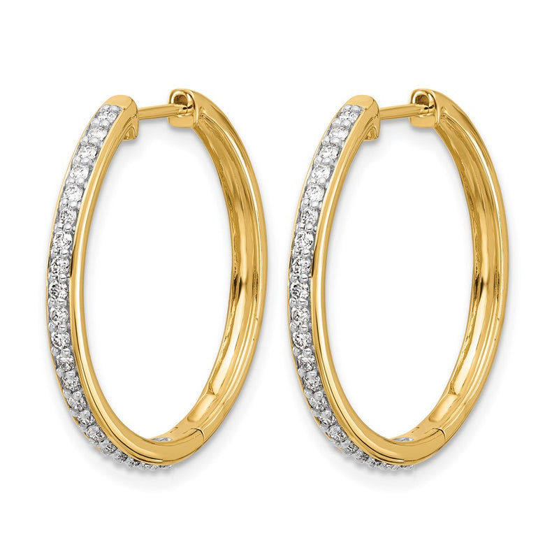 14k Yellow Gold Real Diamond Hinged Hoop Earrings