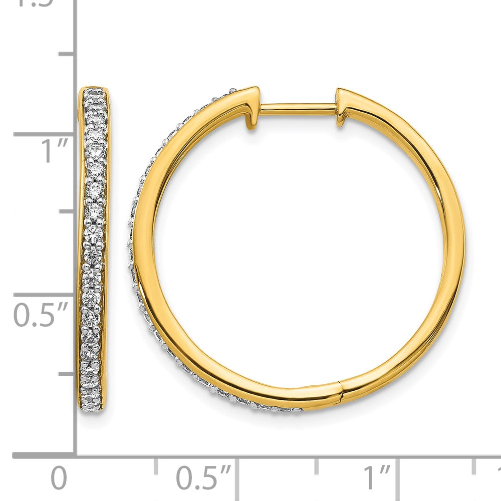 14k Yellow Gold Real Diamond Hinged Hoop Earrings