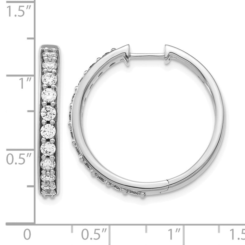 14k White Gold 1 1/2 Ct. Lab Grown Diamond VS/SI+ G+ Hinged Hoop Earrings