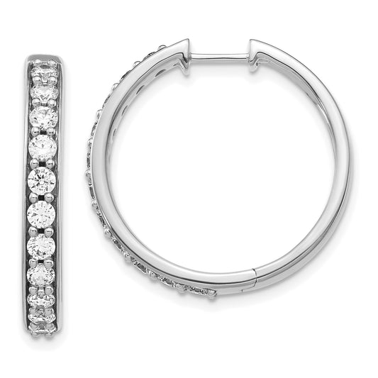 14k White Gold 1 1/2 Ct. Lab Grown Diamond VS/SI+ G+ Hinged Hoop Earrings