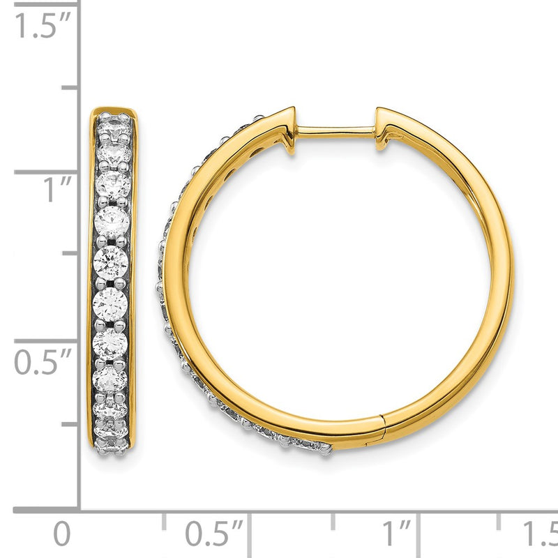 14k Yellow Gold Real Diamond Hoop Earrings