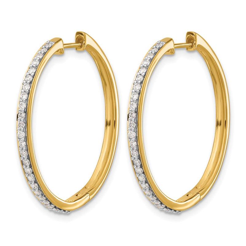 14k Yellow Gold Real Diamond Hinged Hoop Earrings