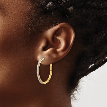 14k Yellow Gold Real Diamond Hinged Hoop Earrings