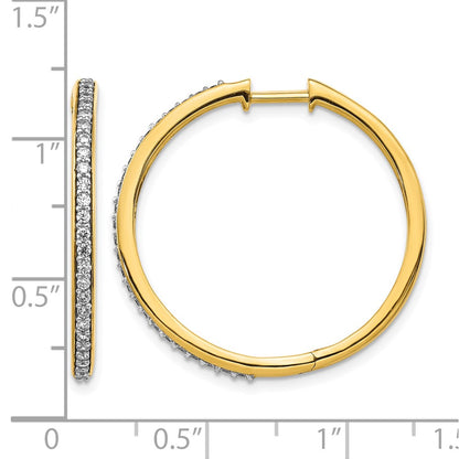14k Yellow Gold Real Diamond Hinged Hoop Earrings