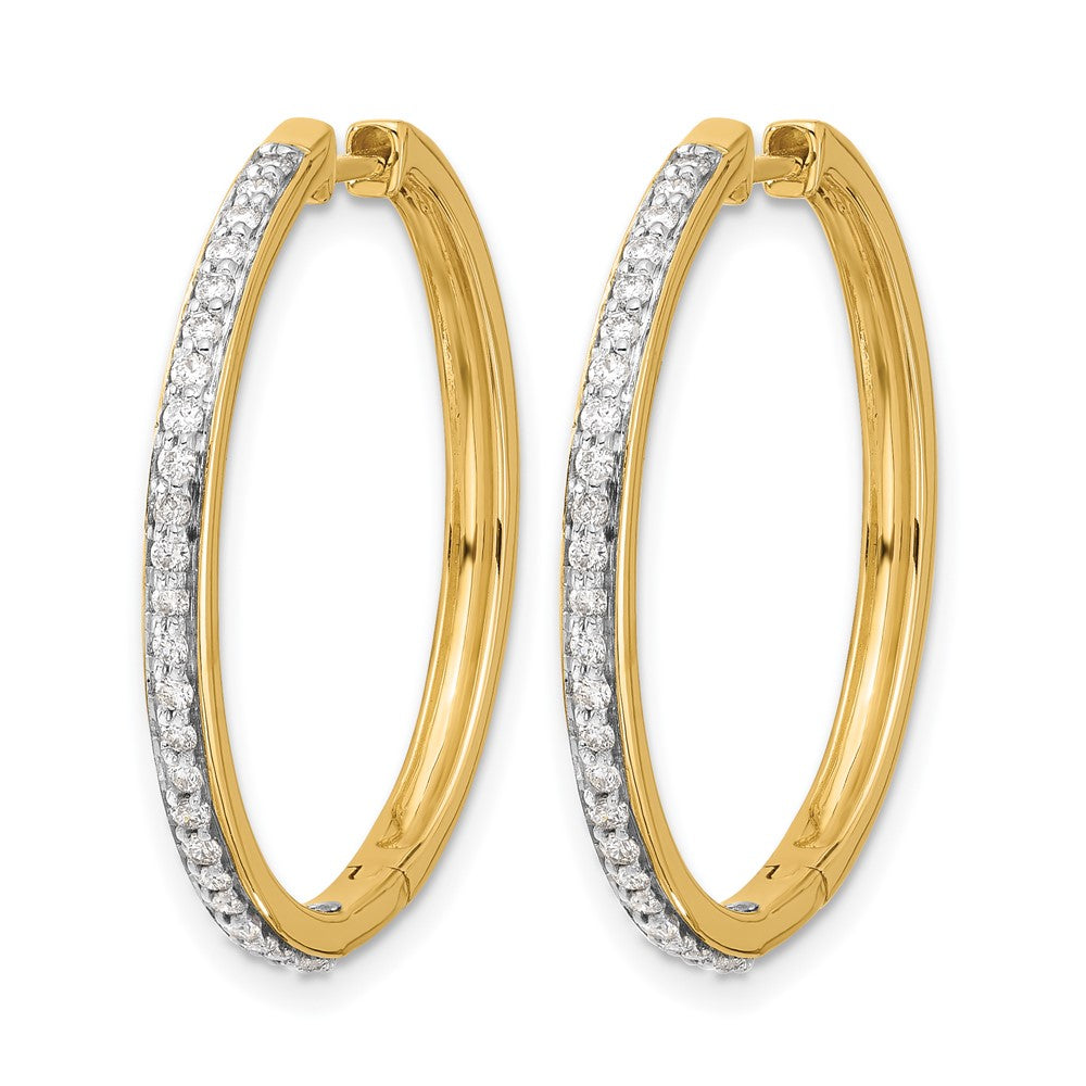 14k Yellow Gold Real Diamond Hinged Hoop Earrings