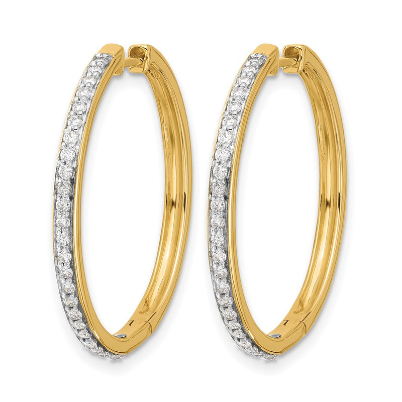 14k Yellow Gold Real Diamond Hinged Hoop Earrings