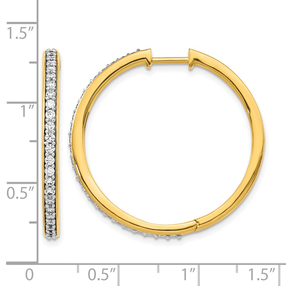 14k Yellow Gold Real Diamond Hinged Hoop Earrings