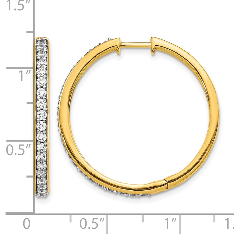 14k Yellow Gold Real Diamond Hinged Hoop Earrings