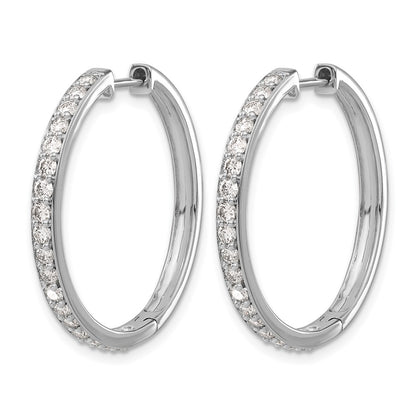 14k White Gold Real Diamond Hinged Hoop Earrings