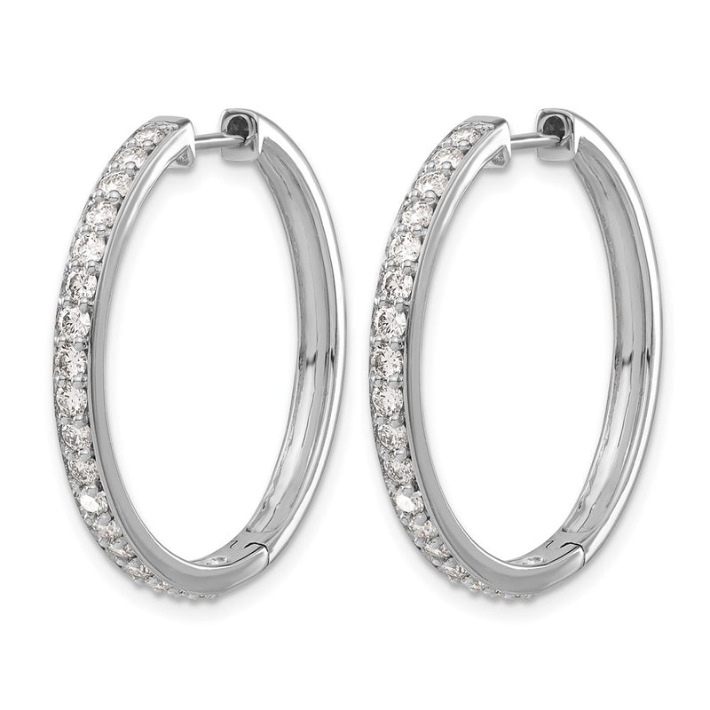 14k White Gold Real Diamond Hinged Hoop Earrings