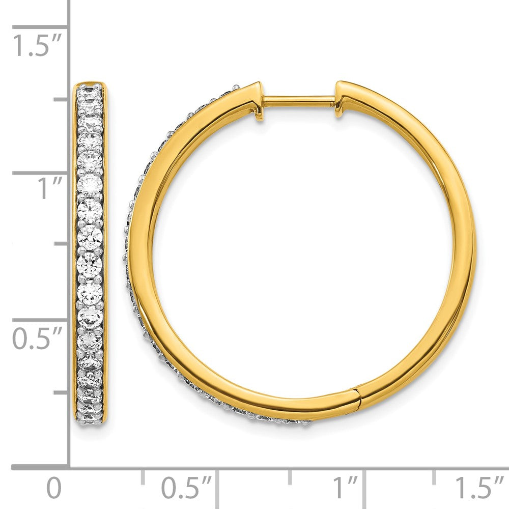 14k Yellow Gold Real Diamond Hinged Hoop Earrings