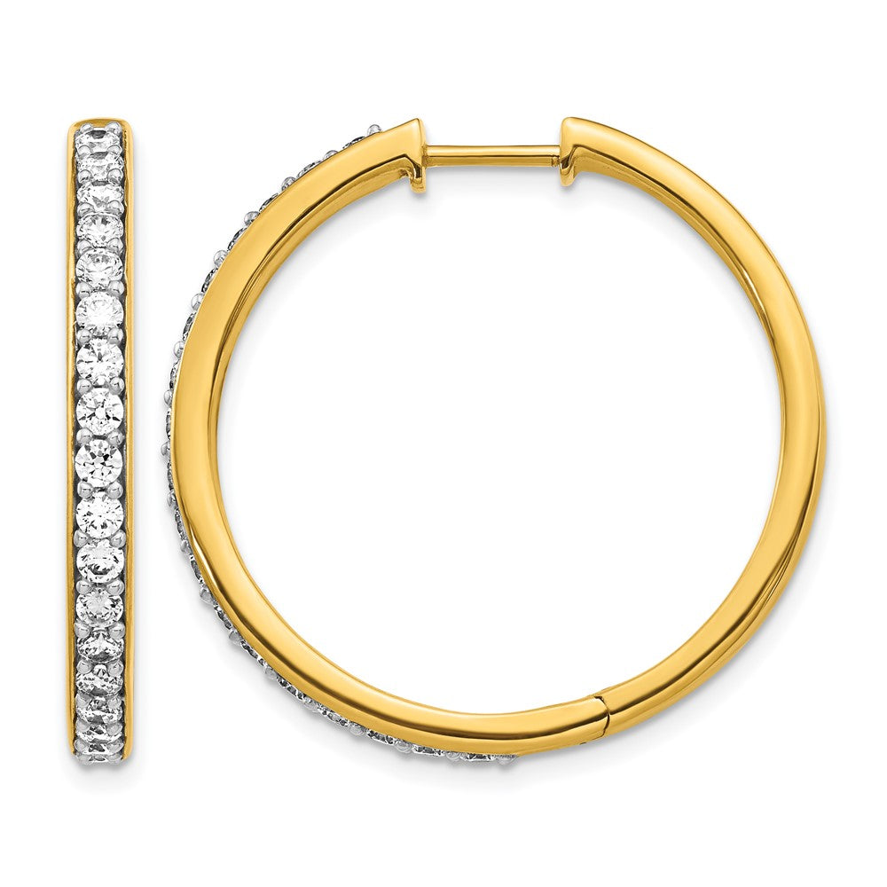 14k Yellow Gold Real Diamond Hinged Hoop Earrings