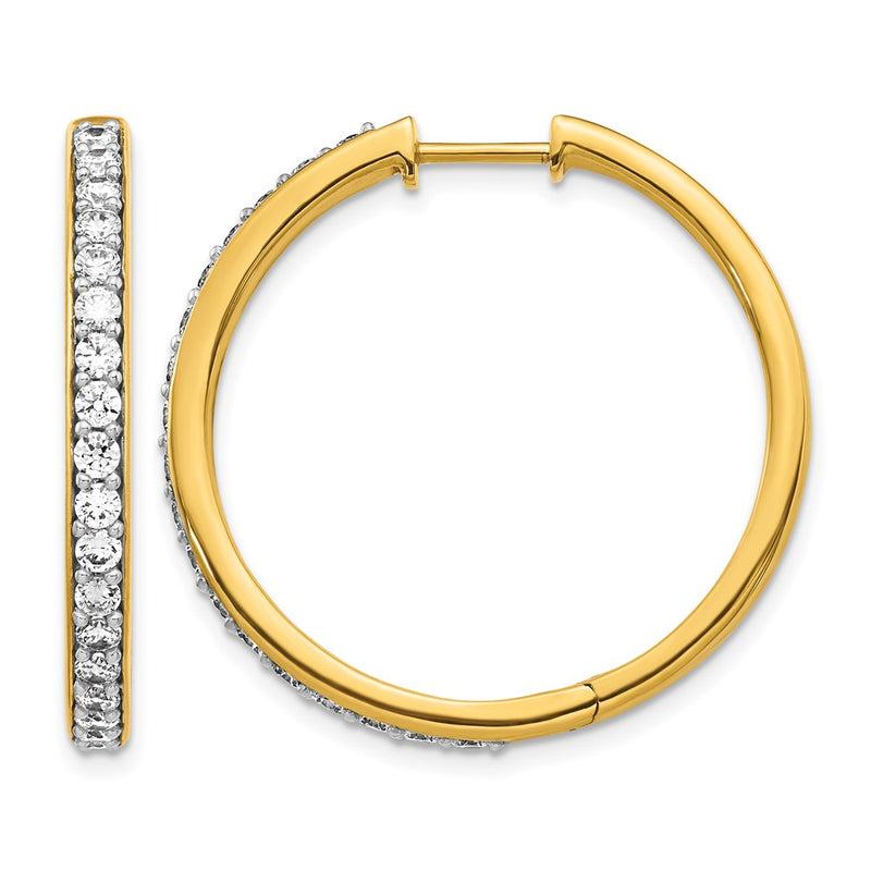 14k Yellow Gold Real Diamond Hinged Hoop Earrings