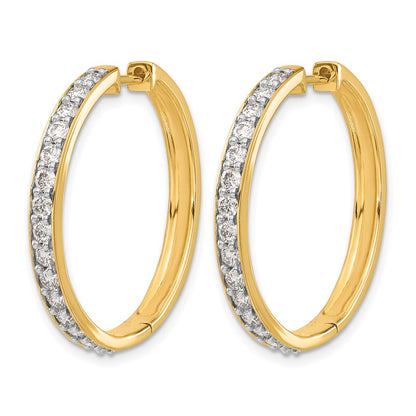 14k Yellow Gold Real Diamond Hinged Hoop Earrings