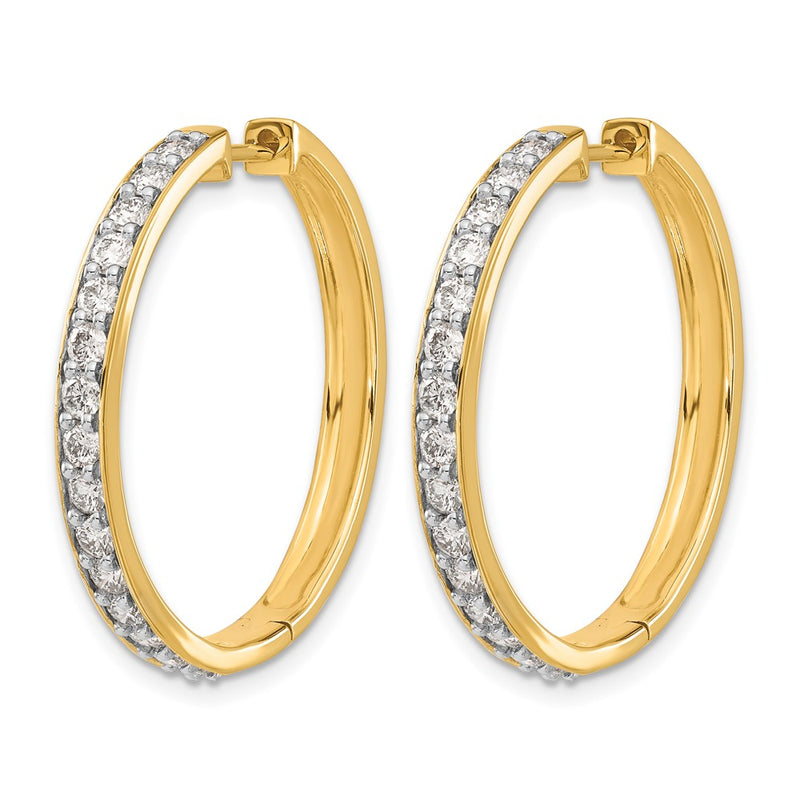 14k Yellow Gold Real Diamond Hinged Hoop Earrings