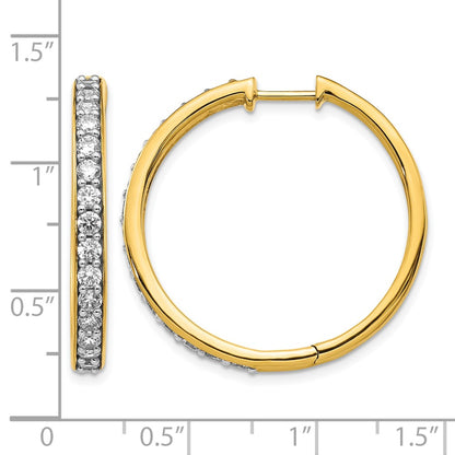 14k Yellow Gold Real Diamond Hinged Hoop Earrings