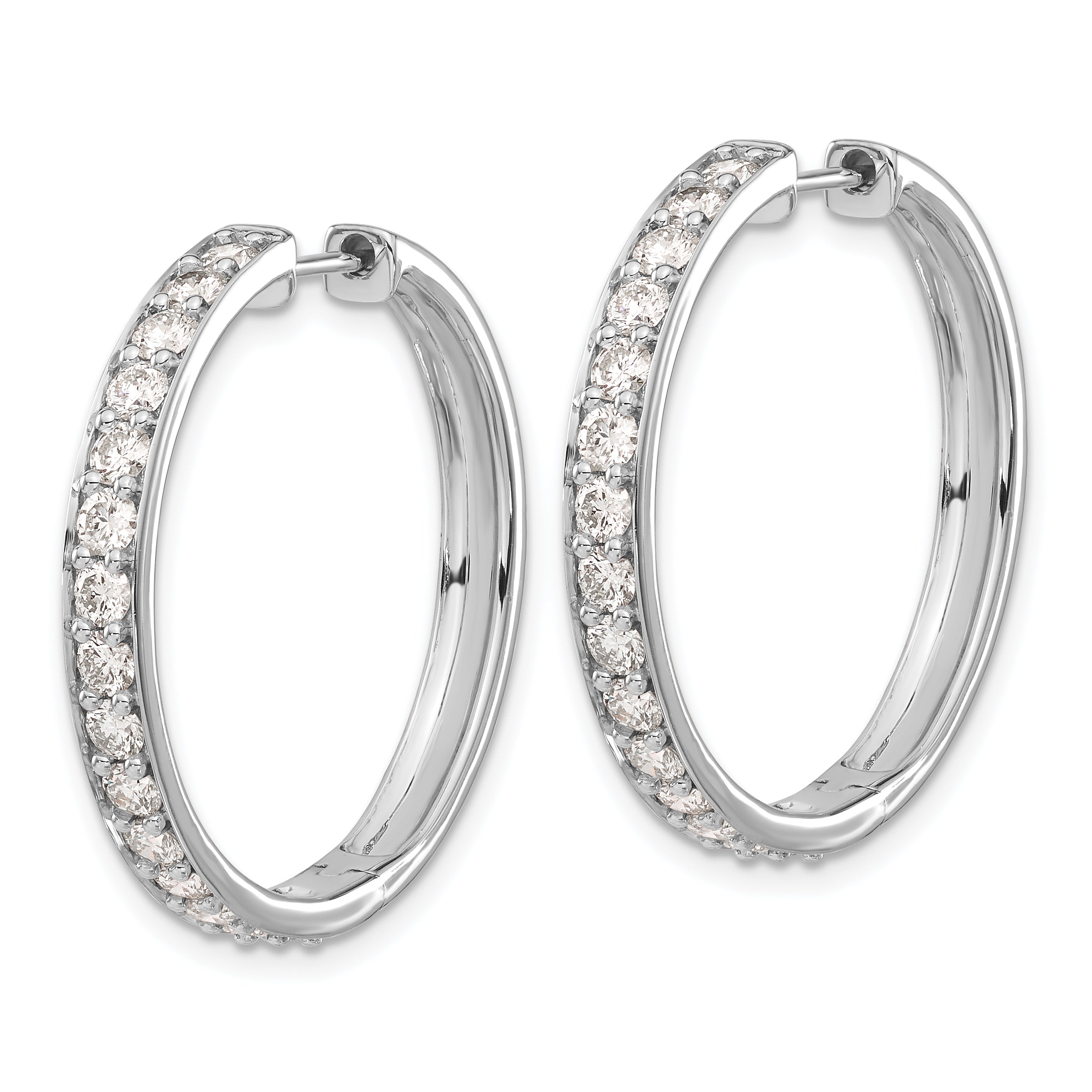 14K White Gold Lab Grown Diamond VS/SI FGH Hinged Hoop Earrings