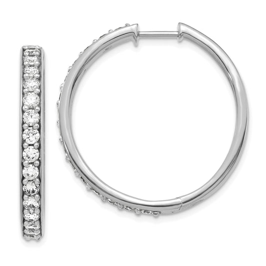 14K White Gold Lab Grown Diamond VS/SI FGH Hinged Hoop Earrings