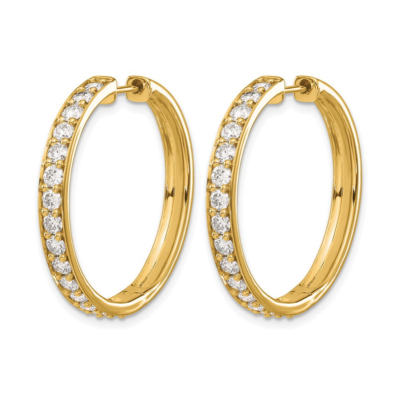 14k Yellow Gold Real Diamond Hinged Hoop Earrings
