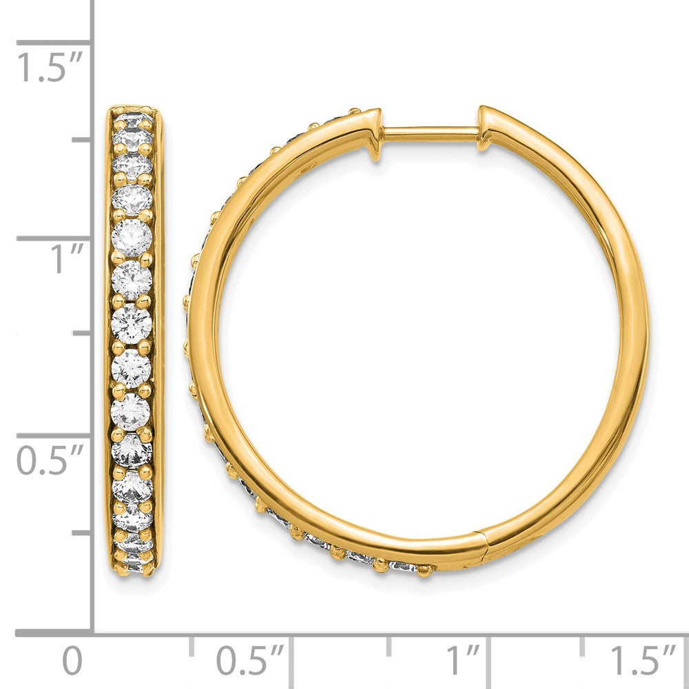 14k Yellow Gold Real Diamond Hinged Hoop Earrings