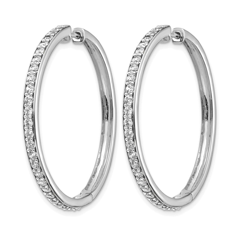 14k White Gold Real Diamond Hinged Hoop Earrings