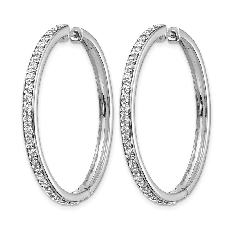 14k White Gold Real Diamond Hinged Hoop Earrings