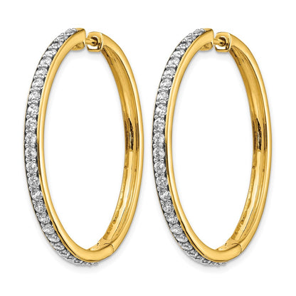 14k Yellow Gold Real Diamond Hinged Hoop Earrings