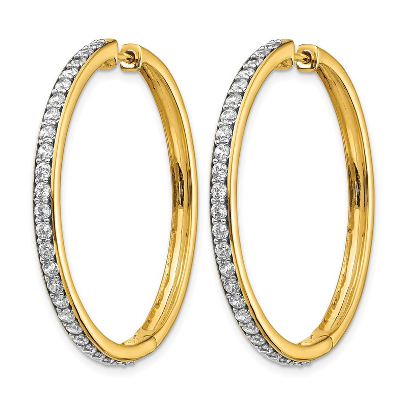 14k Yellow Gold Real Diamond Hinged Hoop Earrings
