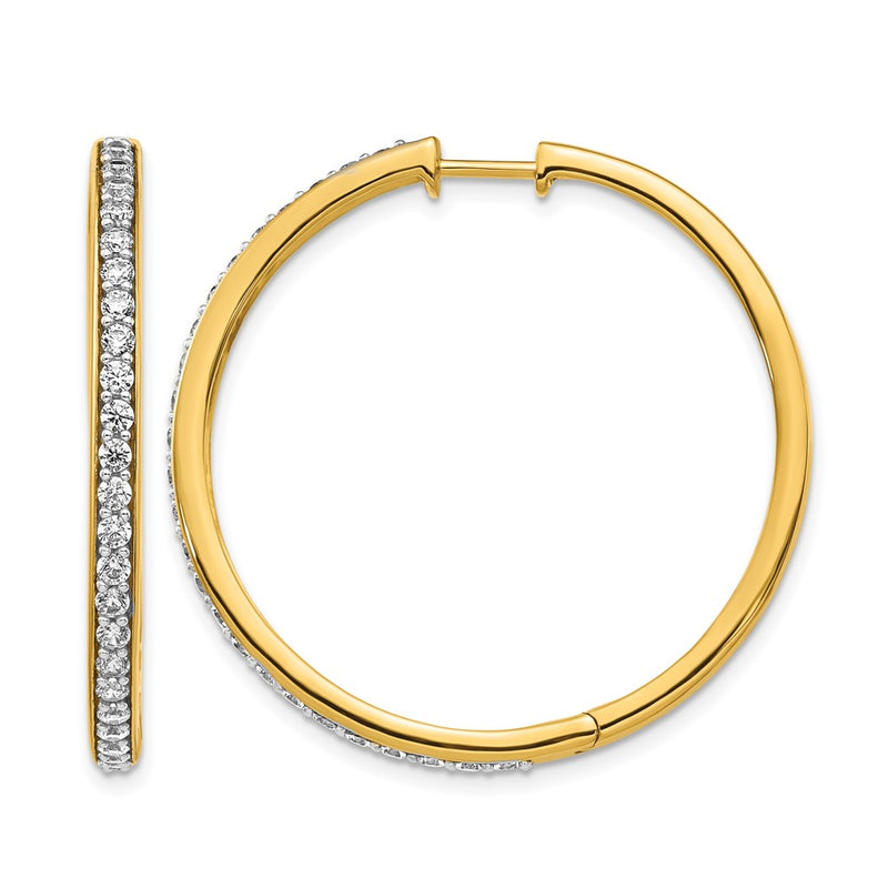 14k Yellow Gold Real Diamond Hinged Hoop Earrings
