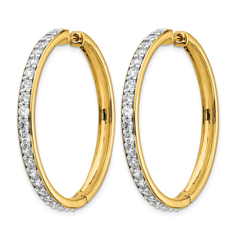 14k Yellow Gold Real Diamond Hinged Hoop Earrings