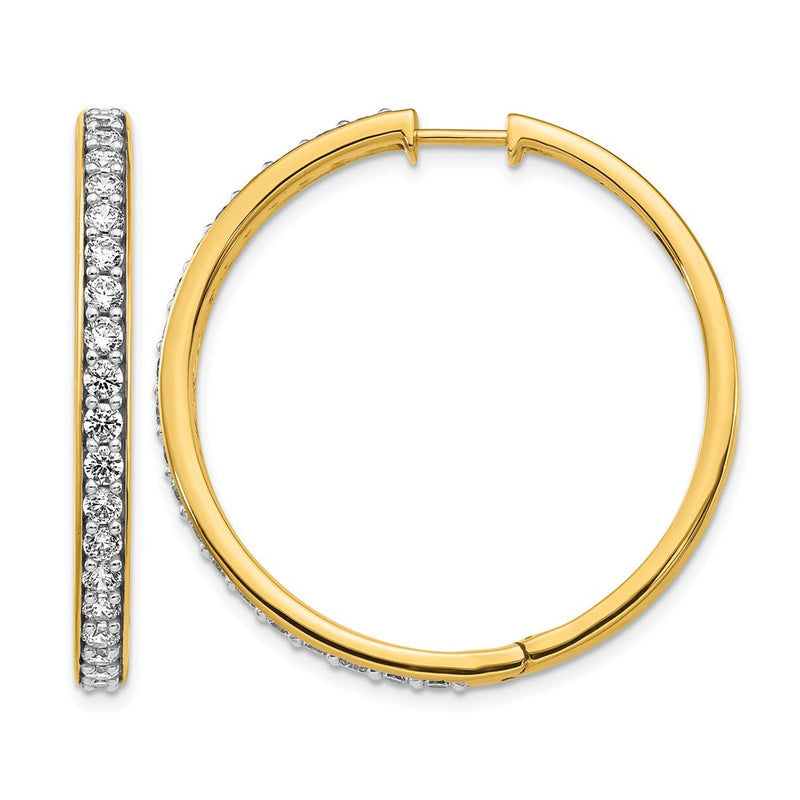 14k Yellow Gold Real Diamond Hinged Hoop Earrings