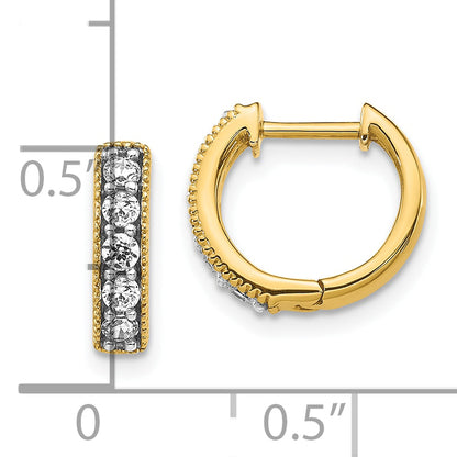 10K Yellow Gold Diamond Milgrain Hinged Hoop Earrings