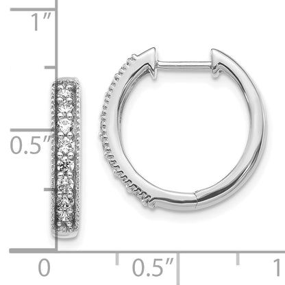 10K White Gold Diamond Milgrain Hinged Hoop Earrings