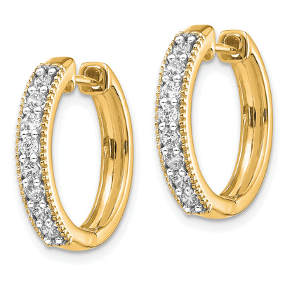 10K Yellow Gold Diamond Milgrain Hinged Hoop Earrings