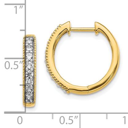 10K Yellow Gold Diamond Milgrain Hinged Hoop Earrings