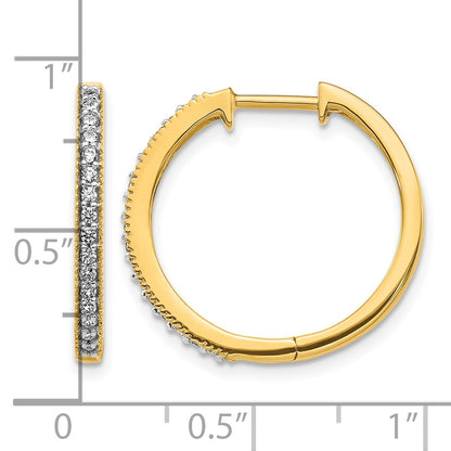 14k Yellow Gold Real Diamond Milgrain Hinged Hoop Earrings