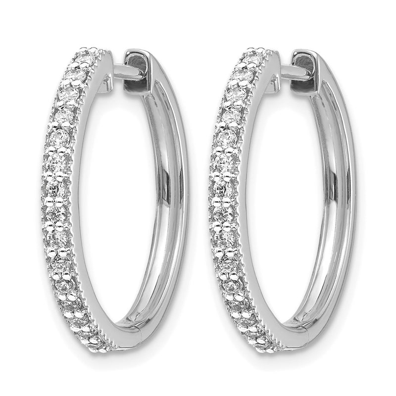 14k White Gold Real Diamond Milgrain Hinged Hoop Earrings