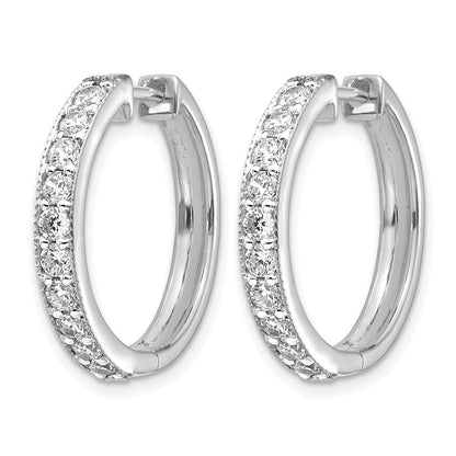 14k White Gold Real Diamond Milgrain Hinged Hoop Earrings