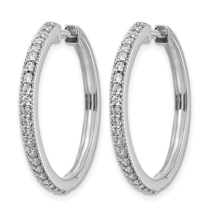 14k White Gold 1/2 Ct. Lab Grown Diamond VS/SI+ G+ Miligrain Hinged Hoop Earrings