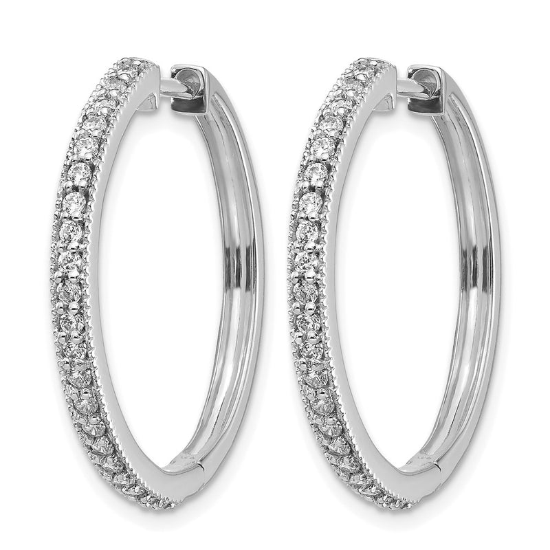 14k White Gold 1/2 Ct. Lab Grown Diamond VS/SI+ G+ Miligrain Hinged Hoop Earrings