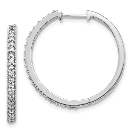 14k White Gold 1/2 Ct. Lab Grown Diamond VS/SI+ G+ Miligrain Hinged Hoop Earrings