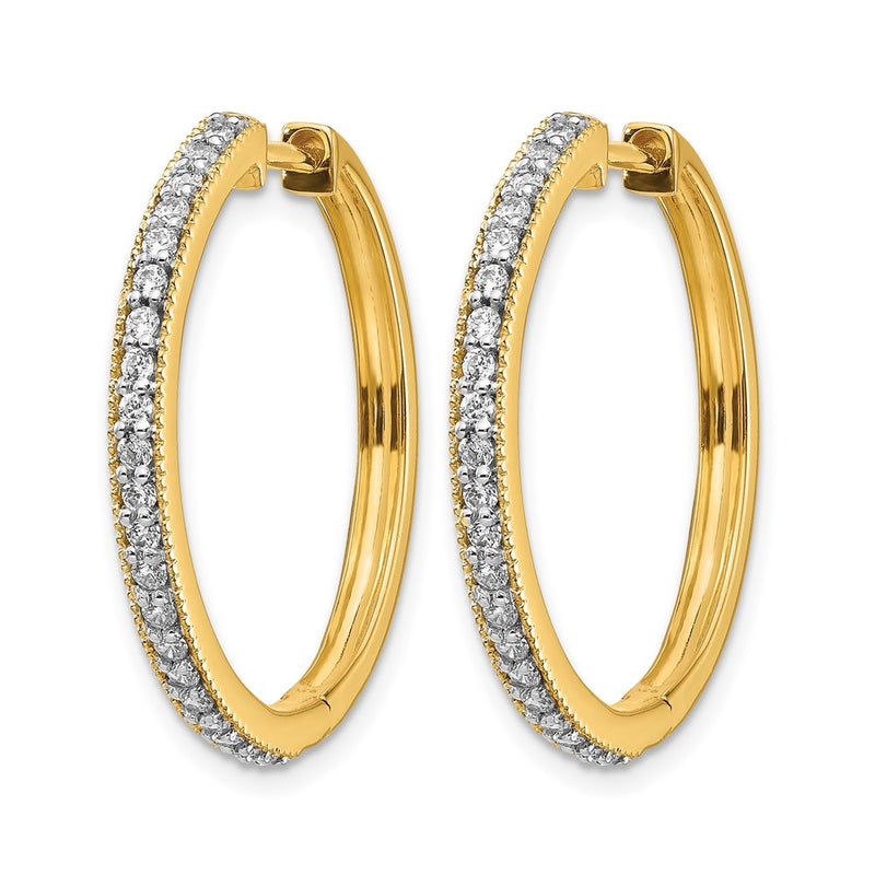 14k Yellow Gold 1/2 Ct. Lab Grown Diamond VS/SI+ G+ Miligrain Hinged Hoop Earrings