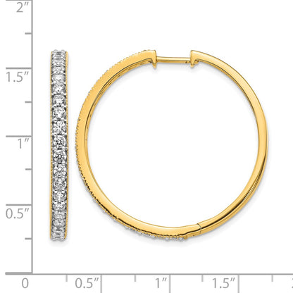 14k Yellow Gold Real Diamond Milgrain Hinged Hoop Earrings