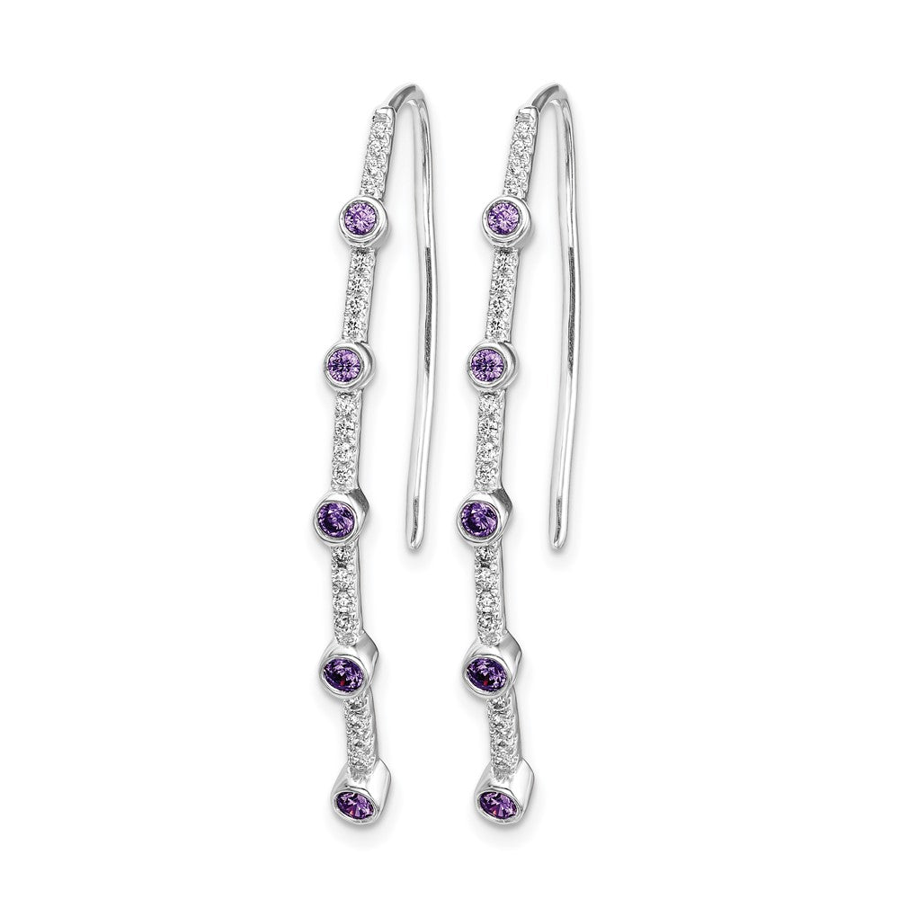 14k White Gold Real Diamond and Amethyst Earrings