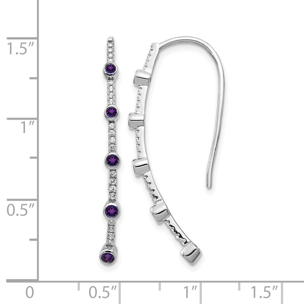 14k White Gold Real Diamond and Amethyst Earrings